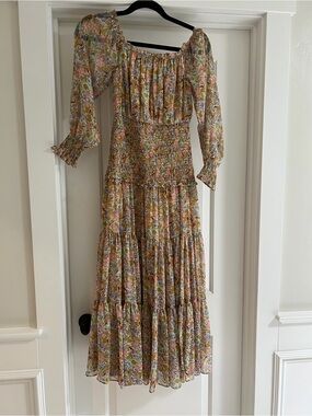 Likely Pink & Yellow Floral Smocked Maxi Dress